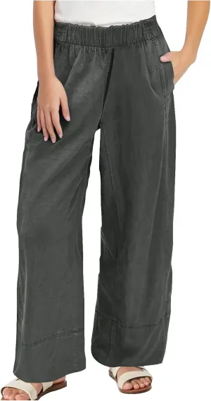 Womens Vintage Baggy Wide Leg Cotton Linen Pants Casual Summer Palazzo Trousers Lounge High Waist Pants with Pockets