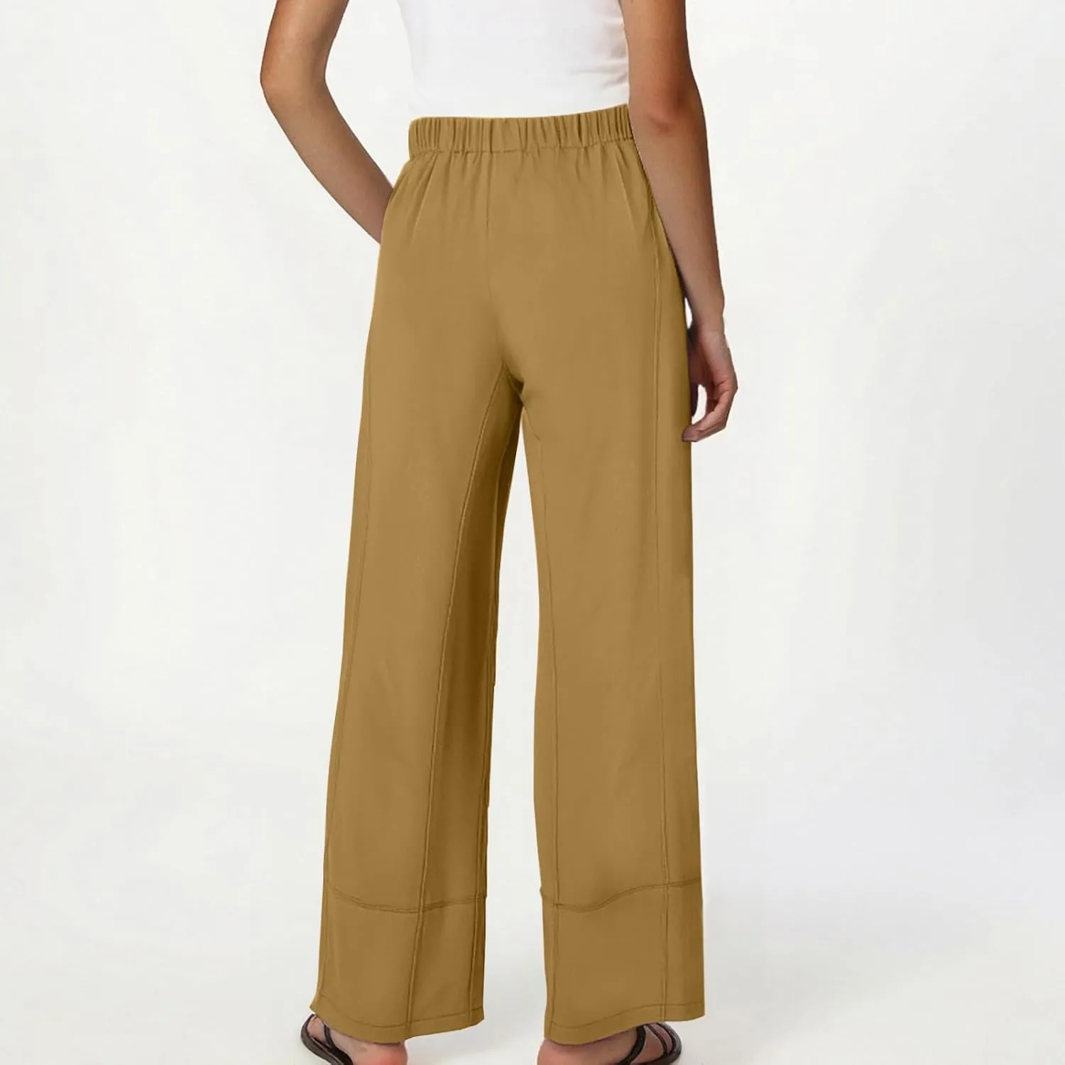 Womens Vintage Baggy Wide Leg Cotton Linen Pants Casual Summer Palazzo Trousers Lounge High Waist Pants with Pockets
