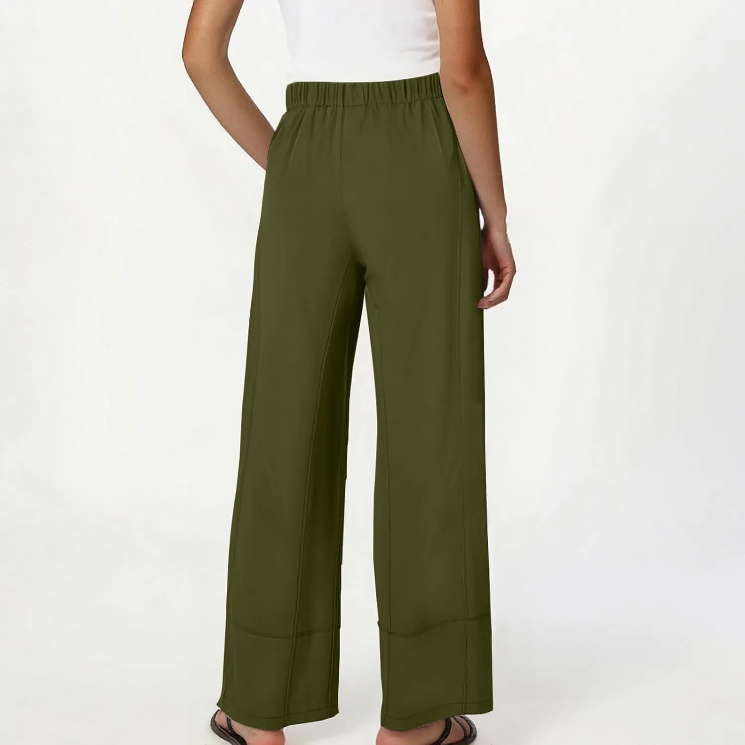 Womens Vintage Baggy Wide Leg Cotton Linen Pants Casual Summer Palazzo Trousers Lounge High Waist Pants with Pockets