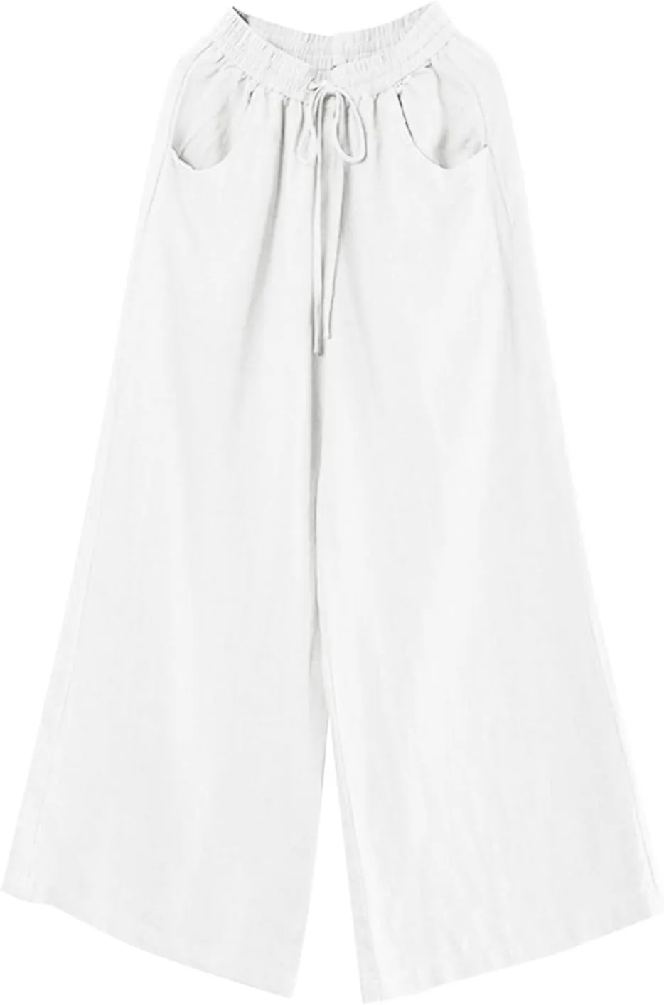 Womens Wide Leg Pants Dressy Comfy Loose Flowy Cotton Linen Pants Summer Casual Beach High Waisted Palazzo Trousers