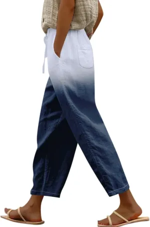 Women's Wide Leg Pants with Pockets Wide Leg Plus Size Capri Pants Lightweight Capri Trousers S 5XL Summer Vacation