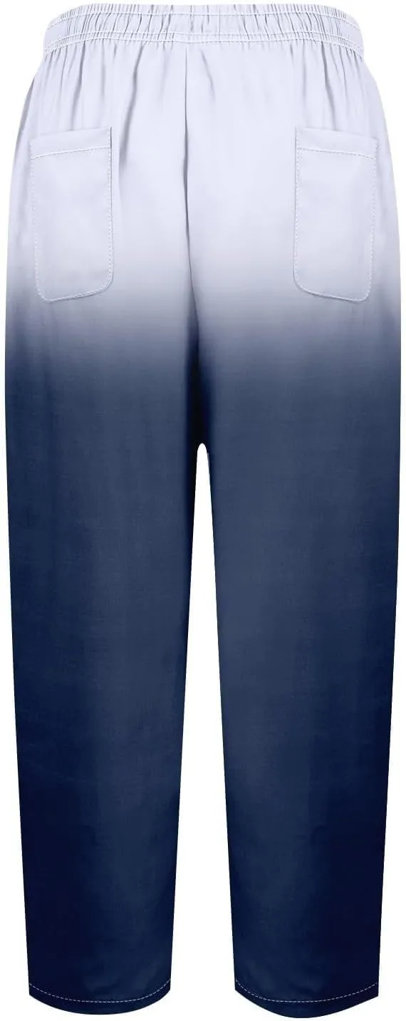 Women's Wide Leg Pants with Pockets Wide Leg Plus Size Capri Pants Lightweight Capri Trousers S 5XL Summer Vacation