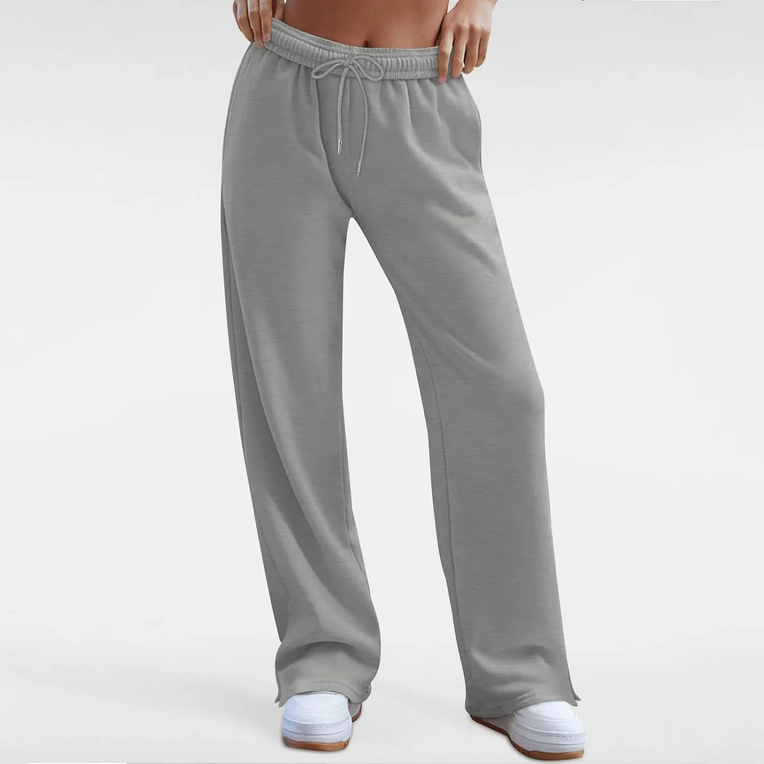 Women's Wide Leg Sweatpants Baggy Loose Sweat Pants Trendy Drawstring High Waisted Joggers Casual Trousers Pants