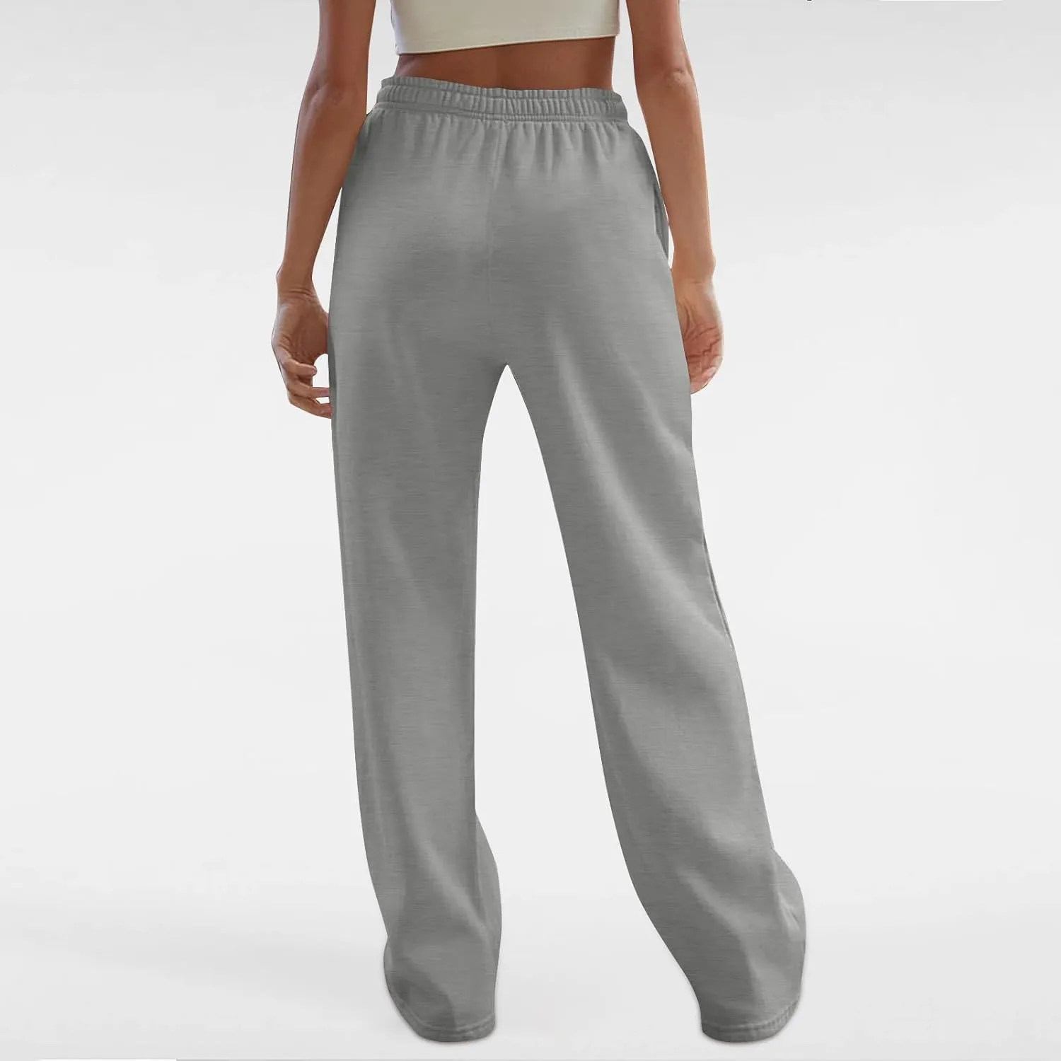 Women's Wide Leg Sweatpants Baggy Loose Sweat Pants Trendy Drawstring High Waisted Joggers Casual Trousers Pants