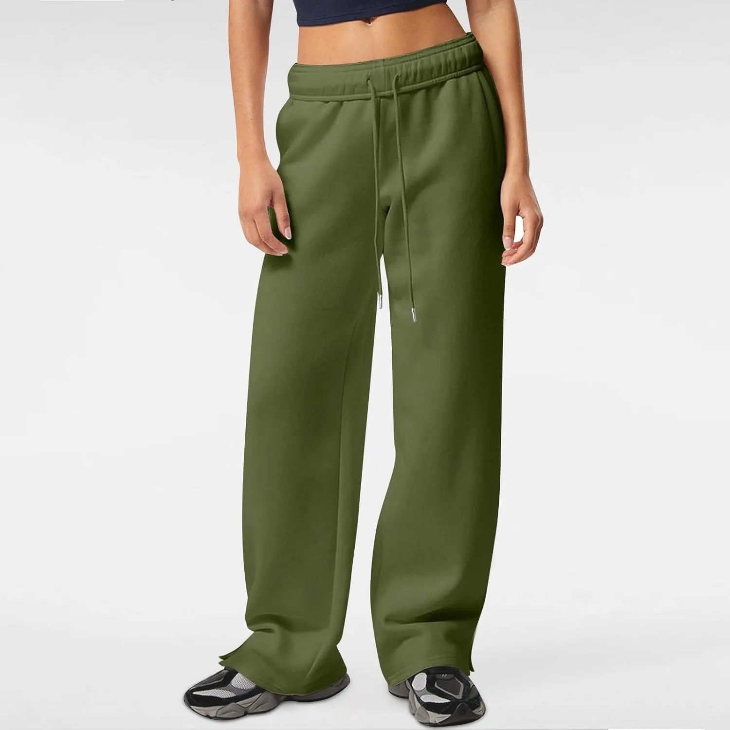 Women's Wide Leg Sweatpants Baggy Loose Sweat Pants Trendy Drawstring High Waisted Joggers Casual Trousers Pants