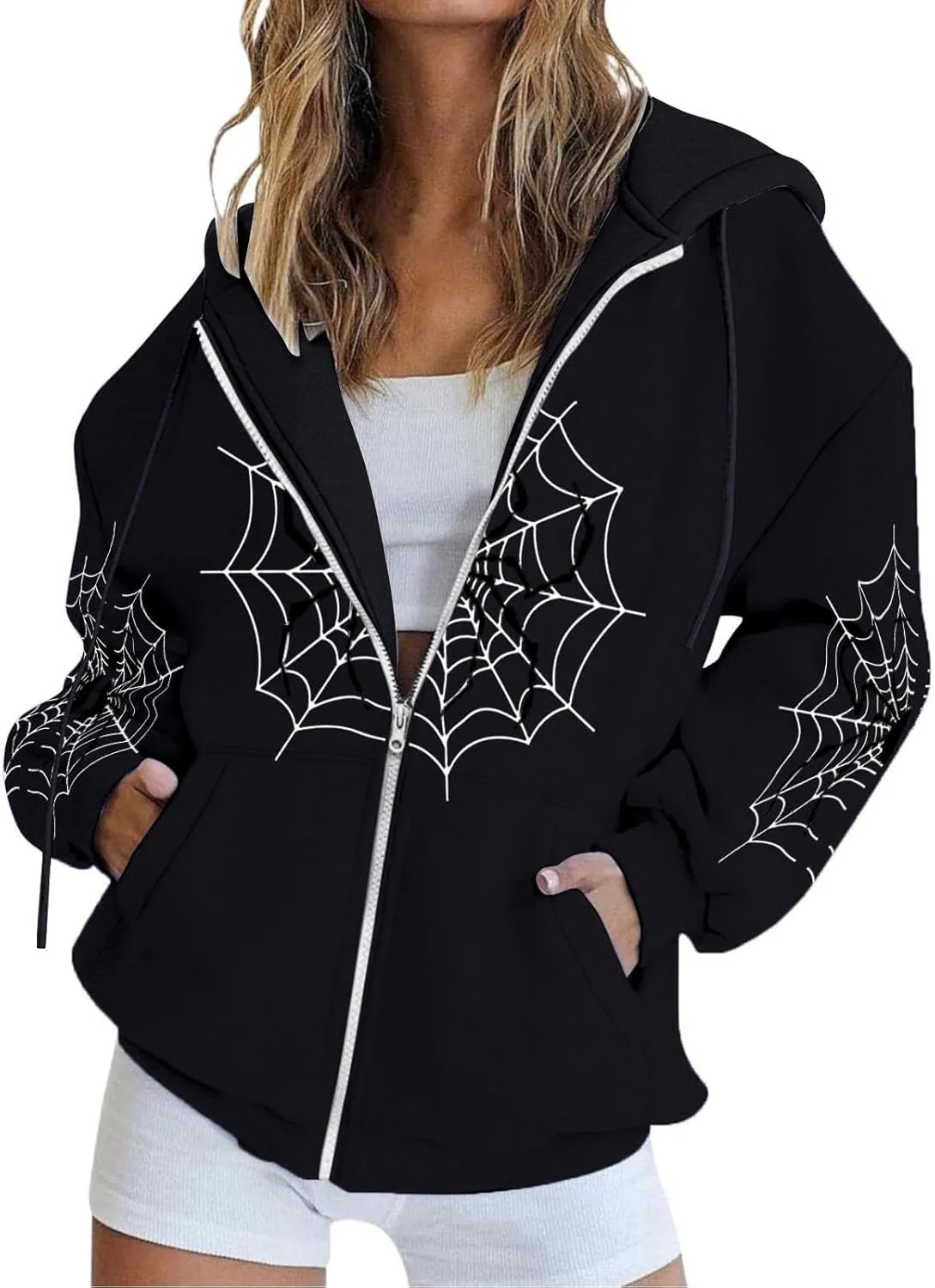 Women's Zip Up Hoodies Womens Oversized Sweatshirts Hoodies Long Sleeve Shirts Pullover Fall Clothes With Pocket