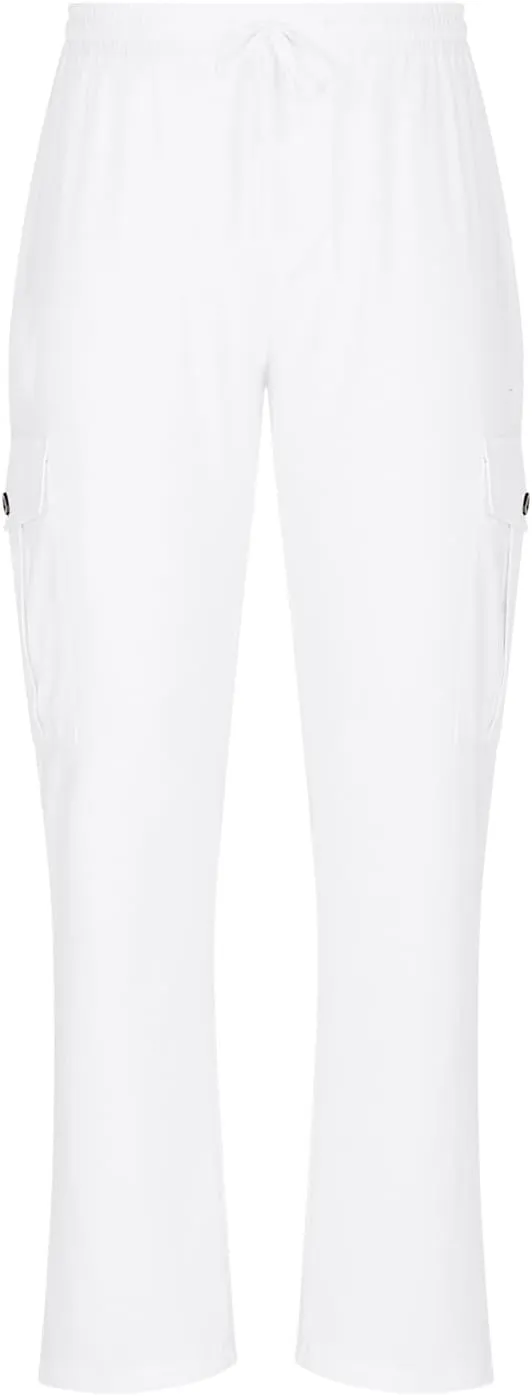 Work Pants for Men Elastic Wasist Drawstring Lightweight Summer Beach Pants Baggy Soft Wide Leg Pants with Pockets