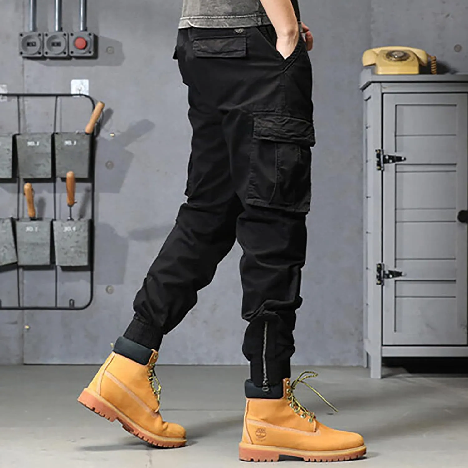 Work Pants for Men Slim Fit Men's Wild Cargo Pants Casual Joggers Sweatpants Outdoor Waterproof Hiking Work Pants