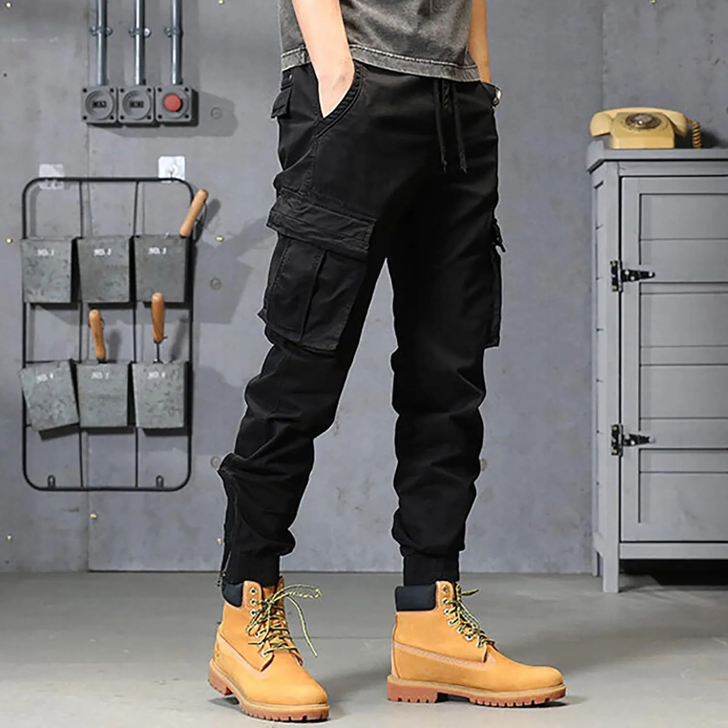 Work Pants for Men Slim Fit Men's Wild Cargo Pants Casual Joggers Sweatpants Outdoor Waterproof Hiking Work Pants