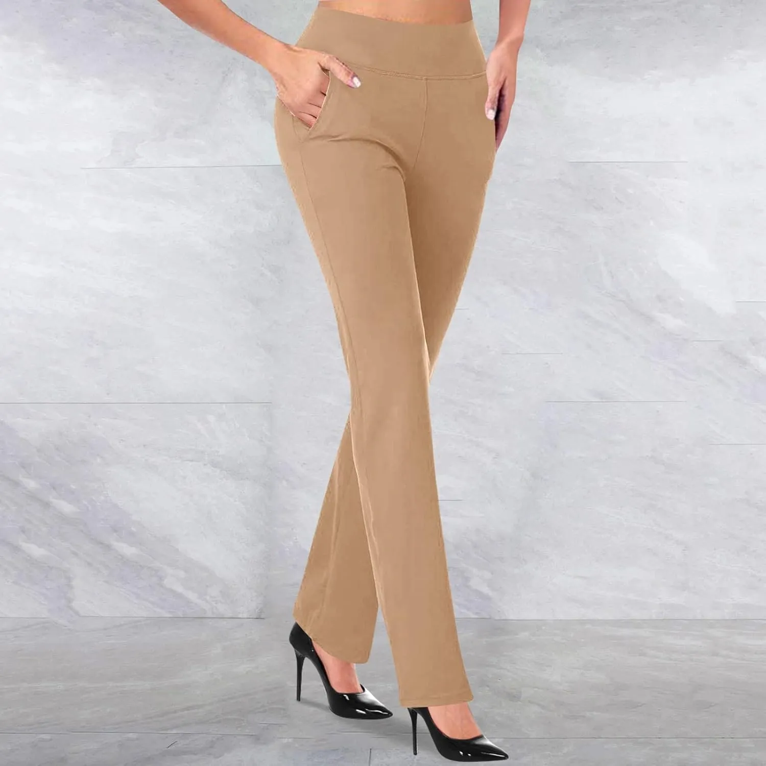 Work Pants for Women 2024 High Waist Stretch Soft Comfy Athletic Workout Yoga Pants Fashion Casual Business Trousers