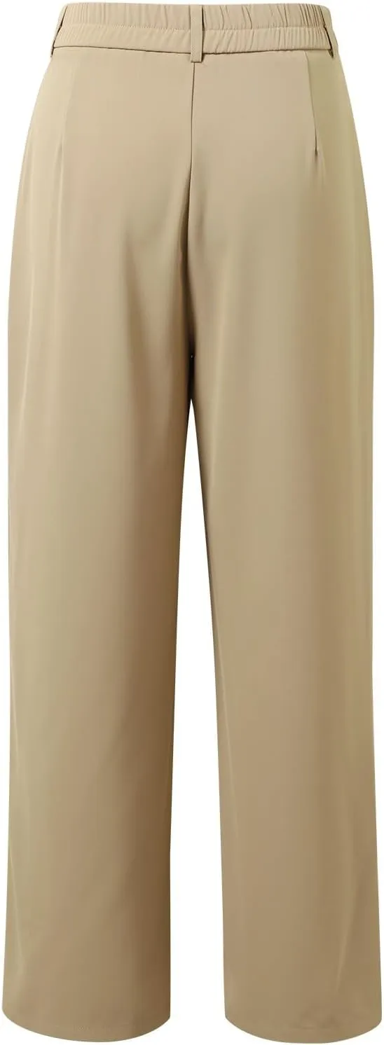 Work Pants Women Trendy High Waist Business Casual Sweatpants Straight Wide Leg Workout Office Button Comfy Trousers