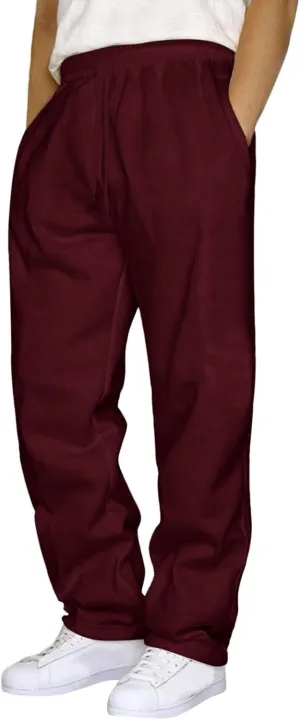 Workout Sweatpants for Men, Comfort Cargo Pants with Pockets, Casual Fleece Joggers Baggy Athletic Wide Leg Track Pants