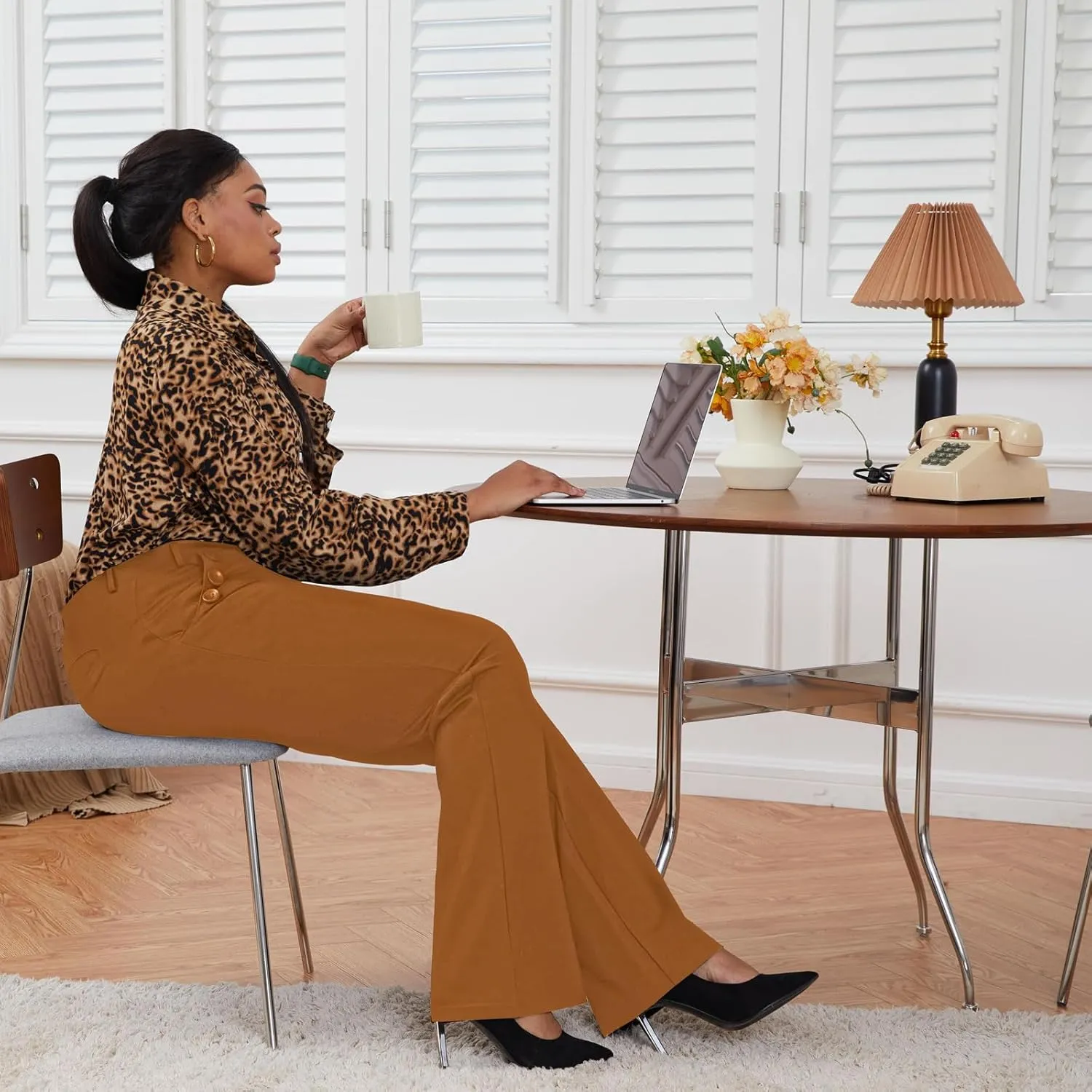 Wrinkle-Free Stretch Dress Pants Plus Size for Women Pull-on Pant Ease into Comfort Office Pant