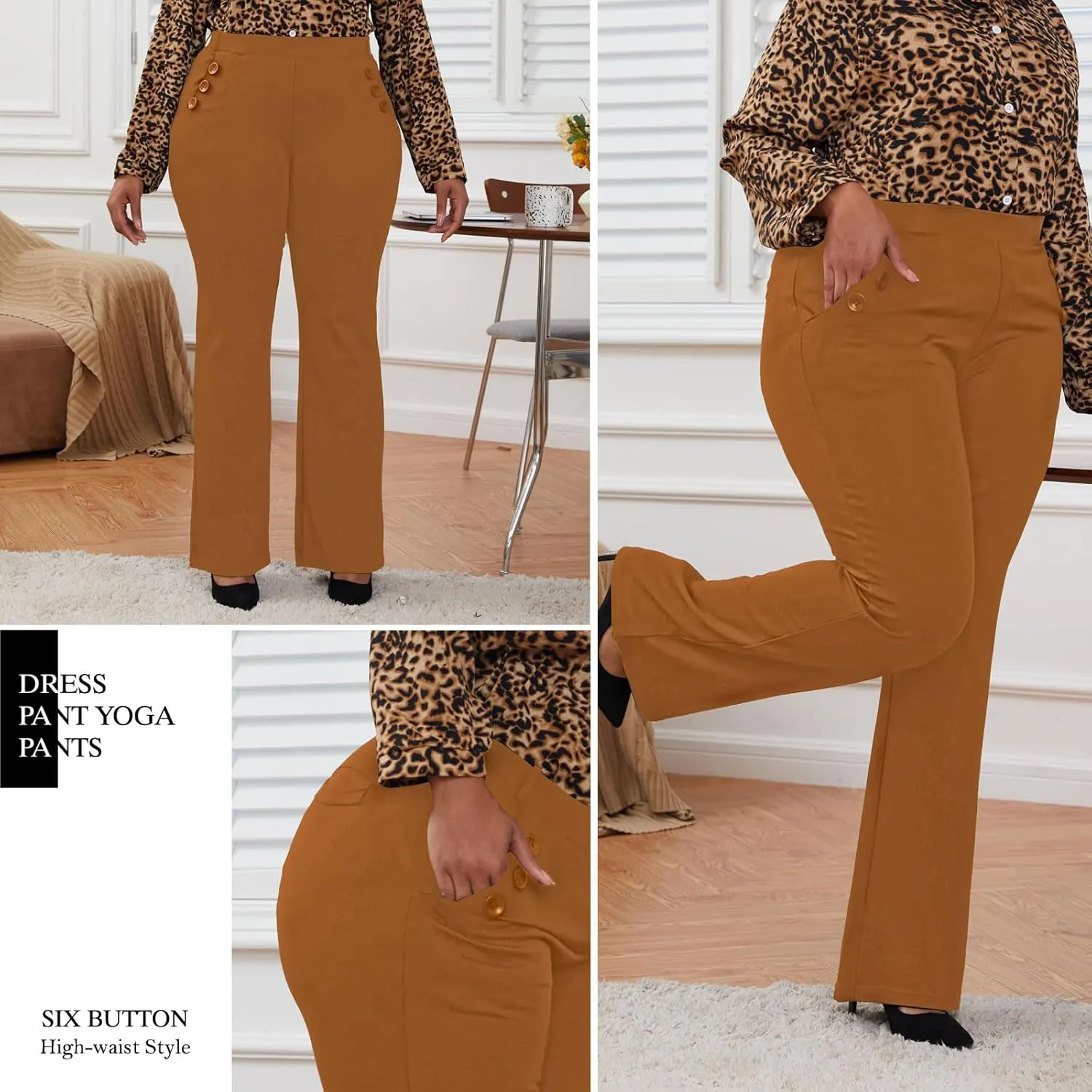 Wrinkle-Free Stretch Dress Pants Plus Size for Women Pull-on Pant Ease into Comfort Office Pant