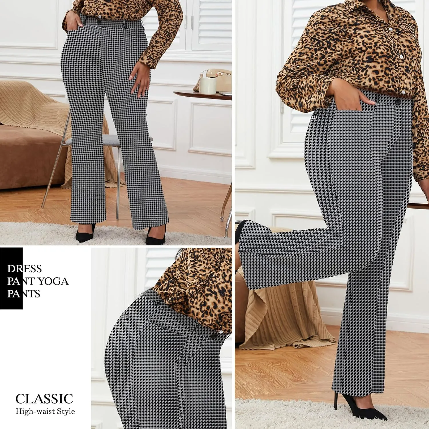 Wrinkle-Free Stretch Dress Pants Plus Size for Women Pull-on Pant Ease into Comfort Office Pant