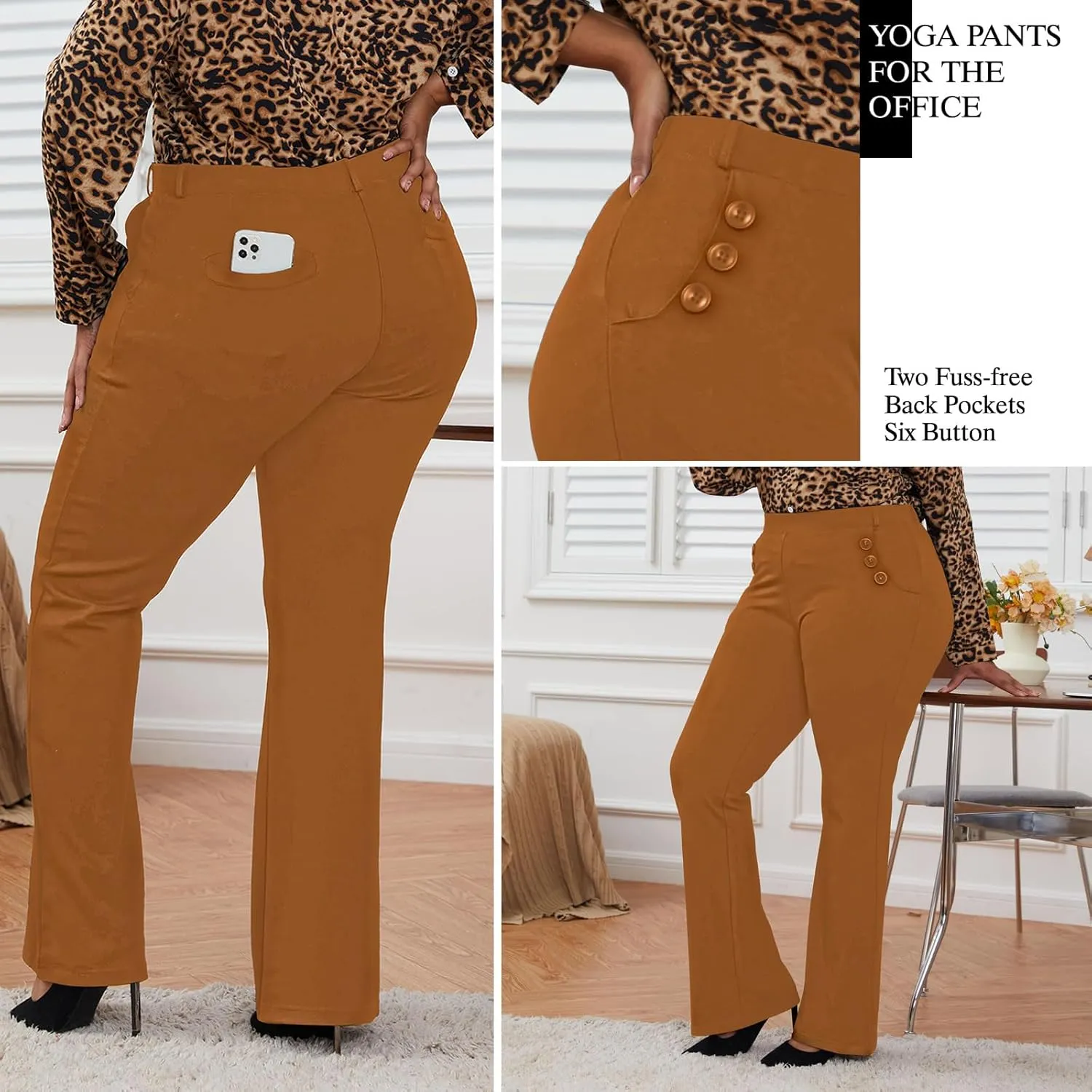 Wrinkle-Free Stretch Dress Pants Plus Size for Women Pull-on Pant Ease into Comfort Office Pant