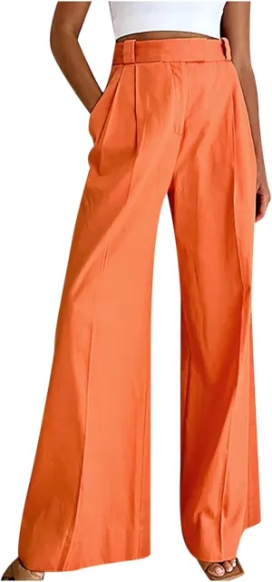 Y2k Dress Pants for Women Straight Elastic Scrub Pants Wide Leg High Waist Trousers Lounge Suit Pant for Work