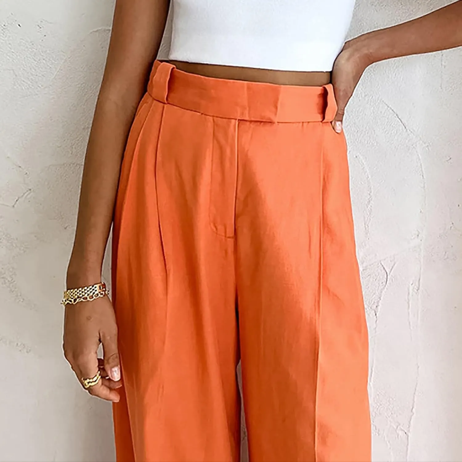 Y2k Dress Pants for Women Straight Elastic Scrub Pants Wide Leg High Waist Trousers Lounge Suit Pant for Work