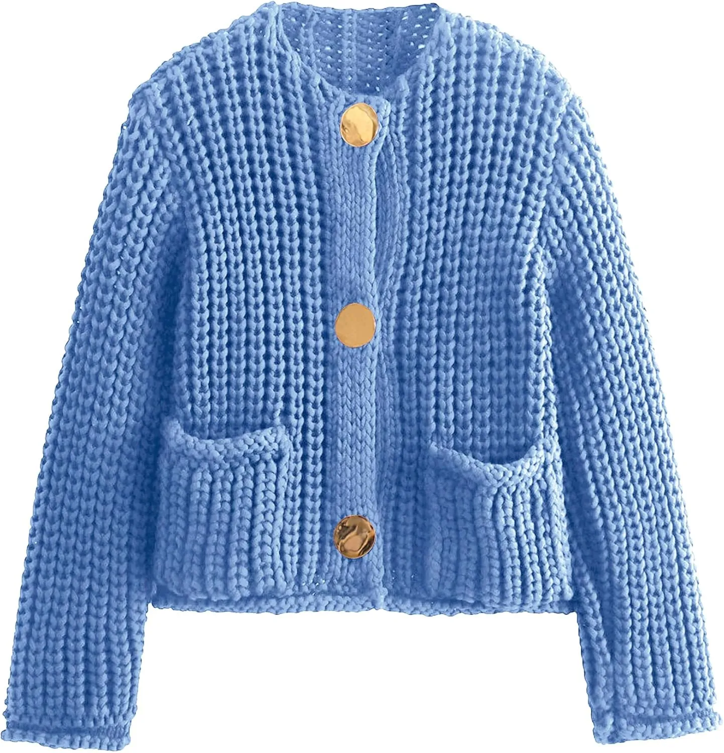 Yimoon Women's Cropped Cardigan Sweater Button Down Chunky Knit Sweater Long Sleeve Fall Open Front Cardigan