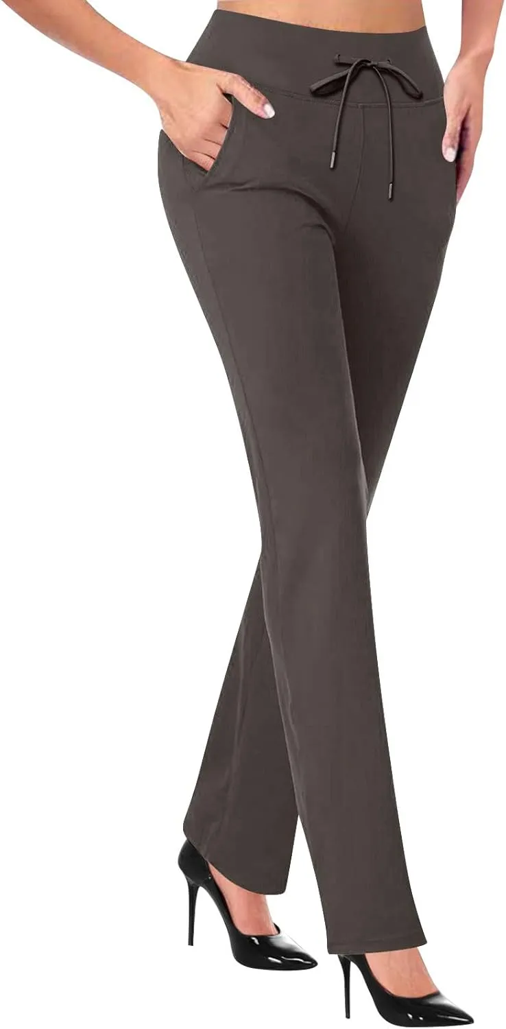 Yoga Pants for Women Summer Trendy Bootcut Elastic High Waist Skinny Flared Pant Slim-fit Soft Athletic Trousers
