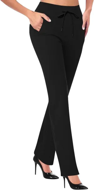Yoga Pants for Women Summer Trendy Bootcut Elastic High Waist Skinny Flared Pant Slim-fit Soft Athletic Trousers