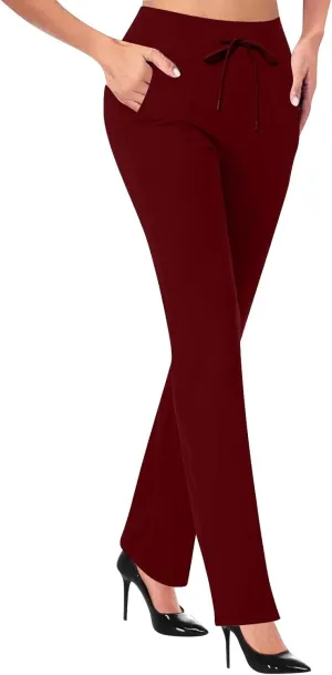 Yoga Pants for Women Summer Trendy Bootcut Elastic High Waist Skinny Flared Pant Slim-fit Soft Athletic Trousers