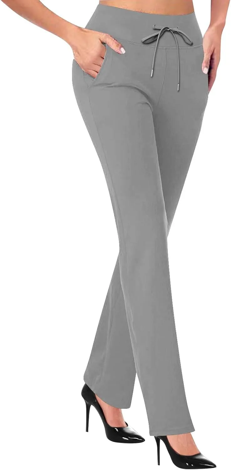 Yoga Pants for Women Summer Trendy Bootcut Elastic High Waist Skinny Flared Pant Slim-fit Soft Athletic Trousers