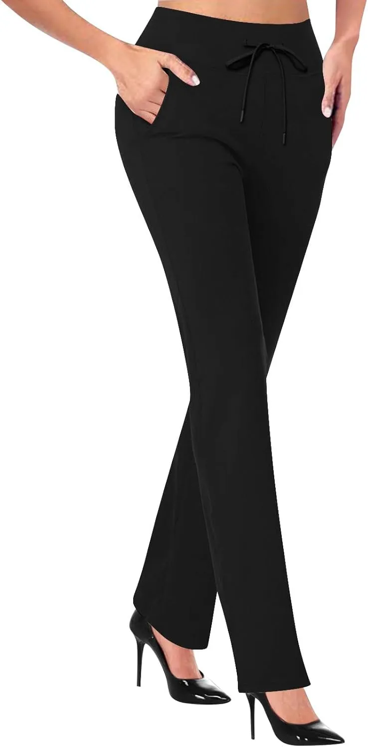 Yoga Pants for Women Summer Trendy Bootcut Elastic High Waist Skinny Flared Pant Slim-fit Soft Athletic Trousers