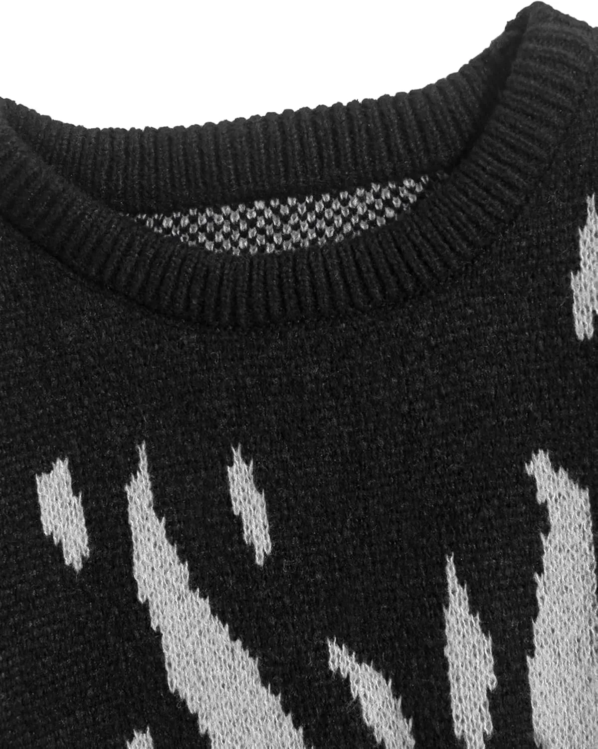 ZAFUL Men's Oversized Sweater Y2K Aesthetic Flame Graphic Crewneck Knit Pullover Unisex Casual Sweaters