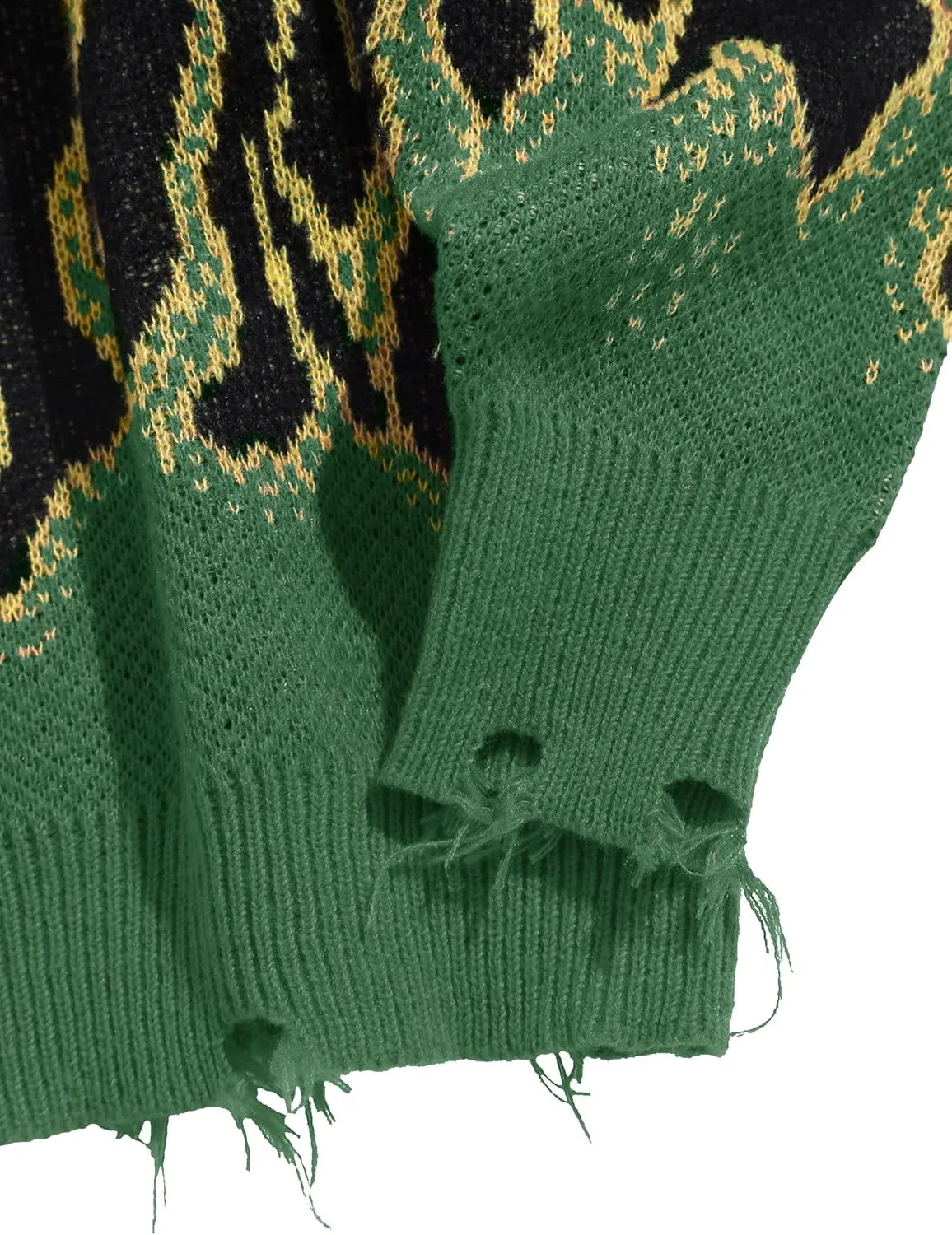ZAFUL Men's Oversized Sweater Y2K Aesthetic Flame Graphic Crewneck Knit Pullover Unisex Casual Sweaters