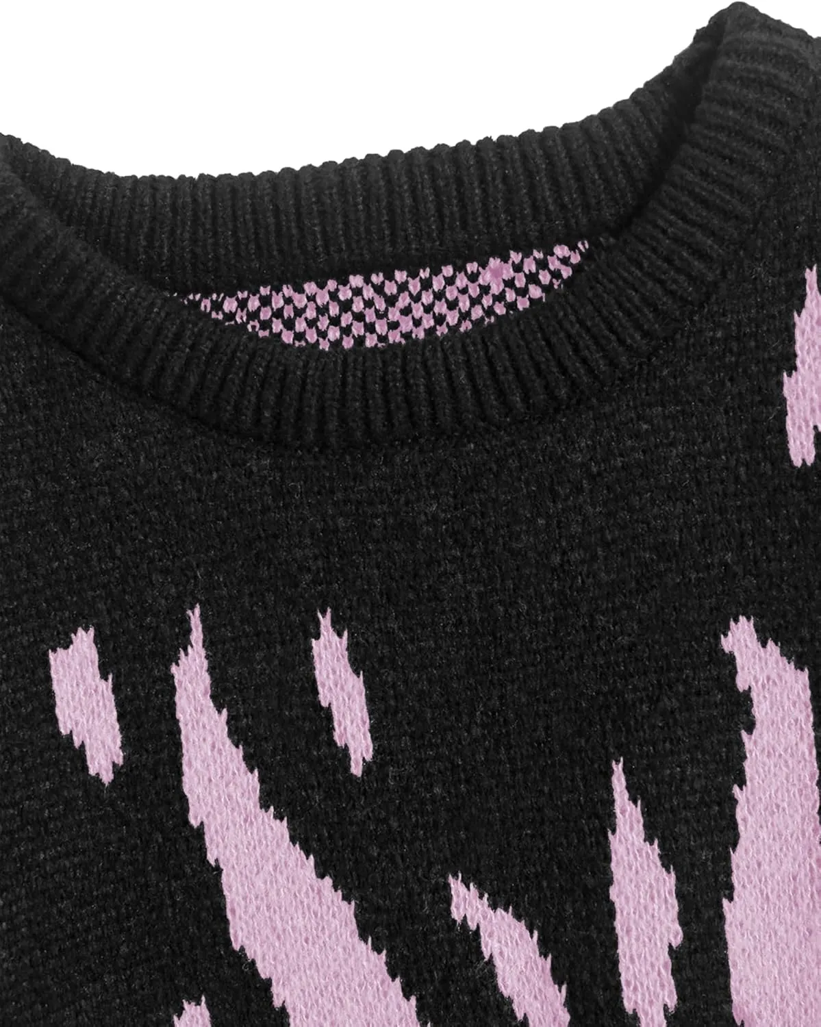 ZAFUL Men's Oversized Sweater Y2K Aesthetic Flame Graphic Crewneck Knit Pullover Unisex Casual Sweaters