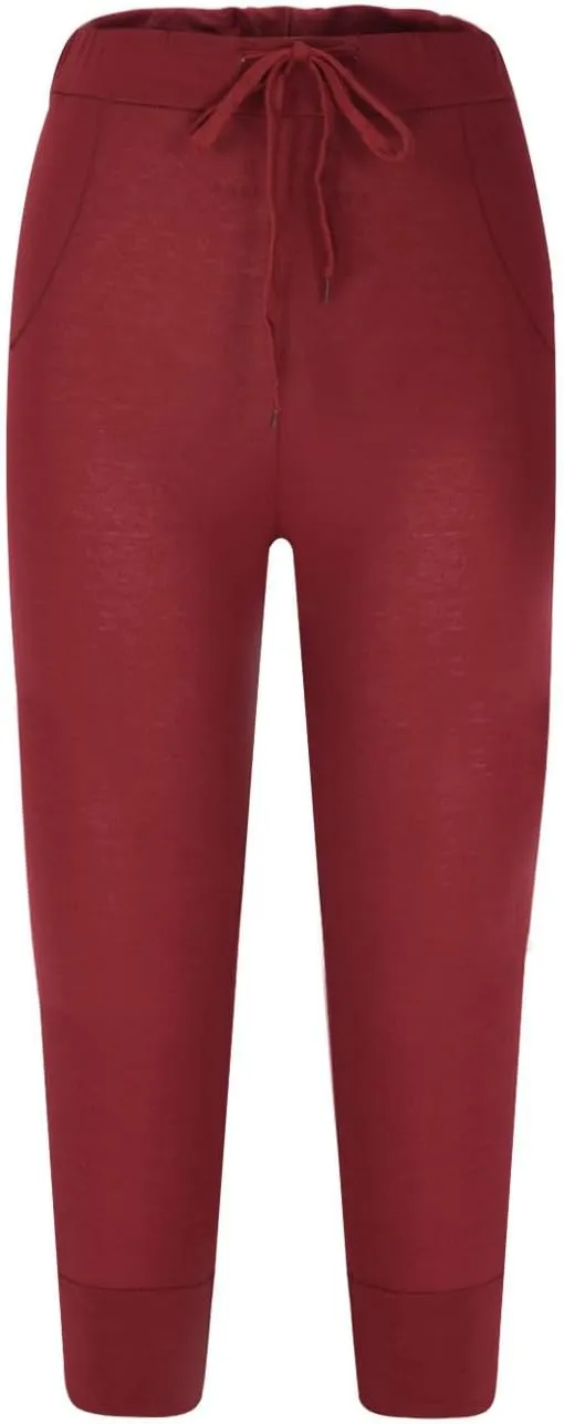 ZDRZK Cargo Pants for Women Plus Size Stretchy Workout Yoga Pants Casual Summer Drawstring Lounge Capris Trousers