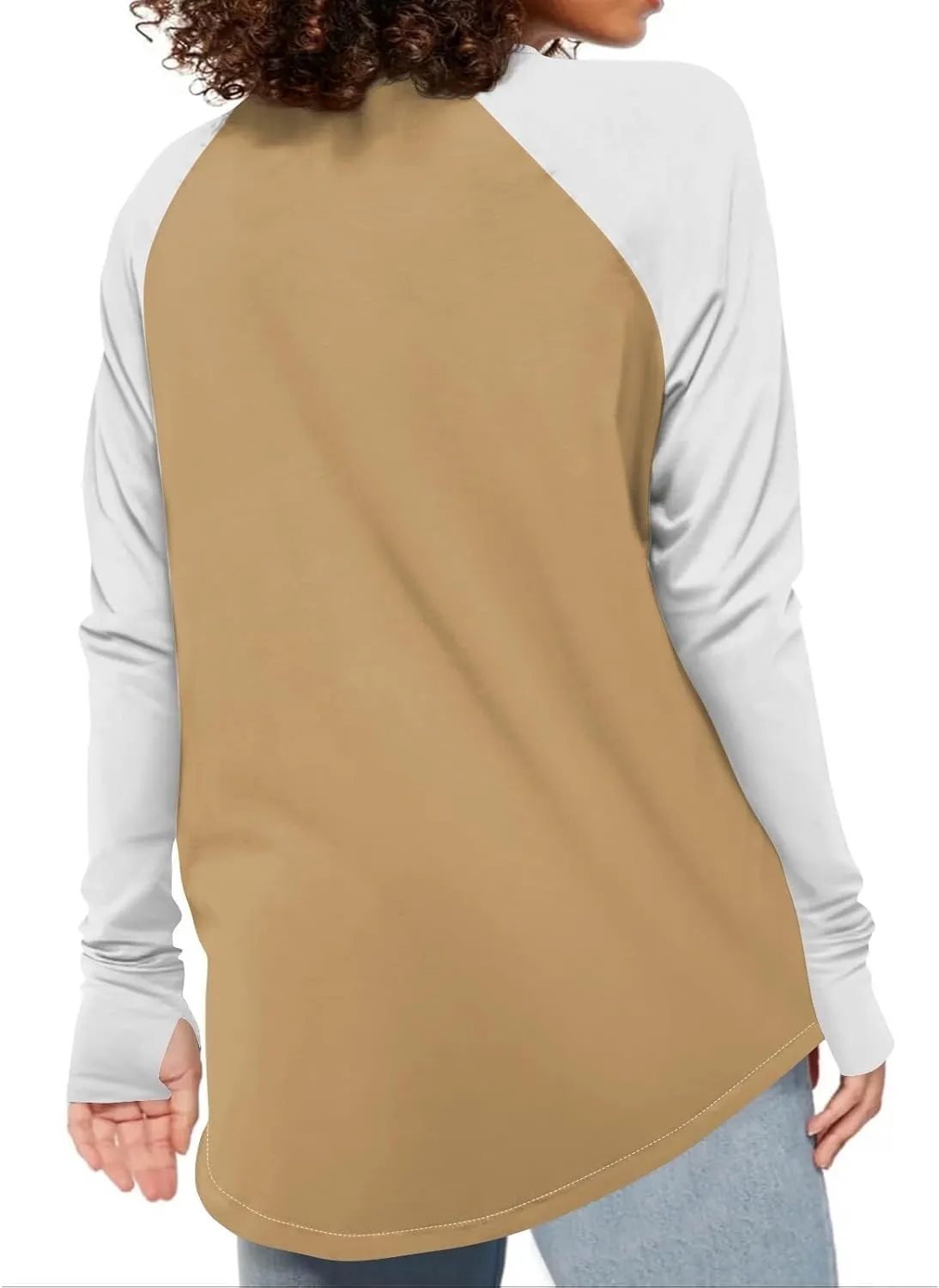 ZDRZK Oversized Sweatshirt For Women Color Block Long Sleeve Thumb Hole Pullover Tops Crewneck Casual Lightweight Shirts