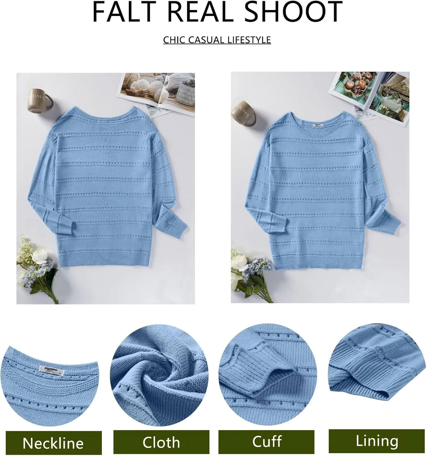 Zeagoo Womens Sweaters Cute Long Sleeve Off The Shoulder Pullover Tops Hollow Out Crochet Dressy Casual Outfits