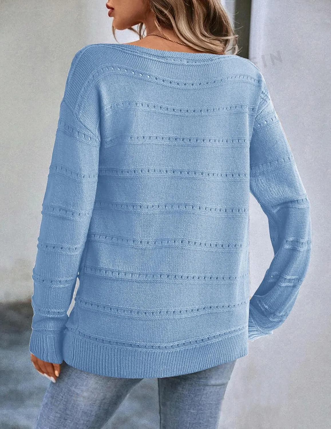 Zeagoo Womens Sweaters Cute Long Sleeve Off The Shoulder Pullover Tops Hollow Out Crochet Dressy Casual Outfits