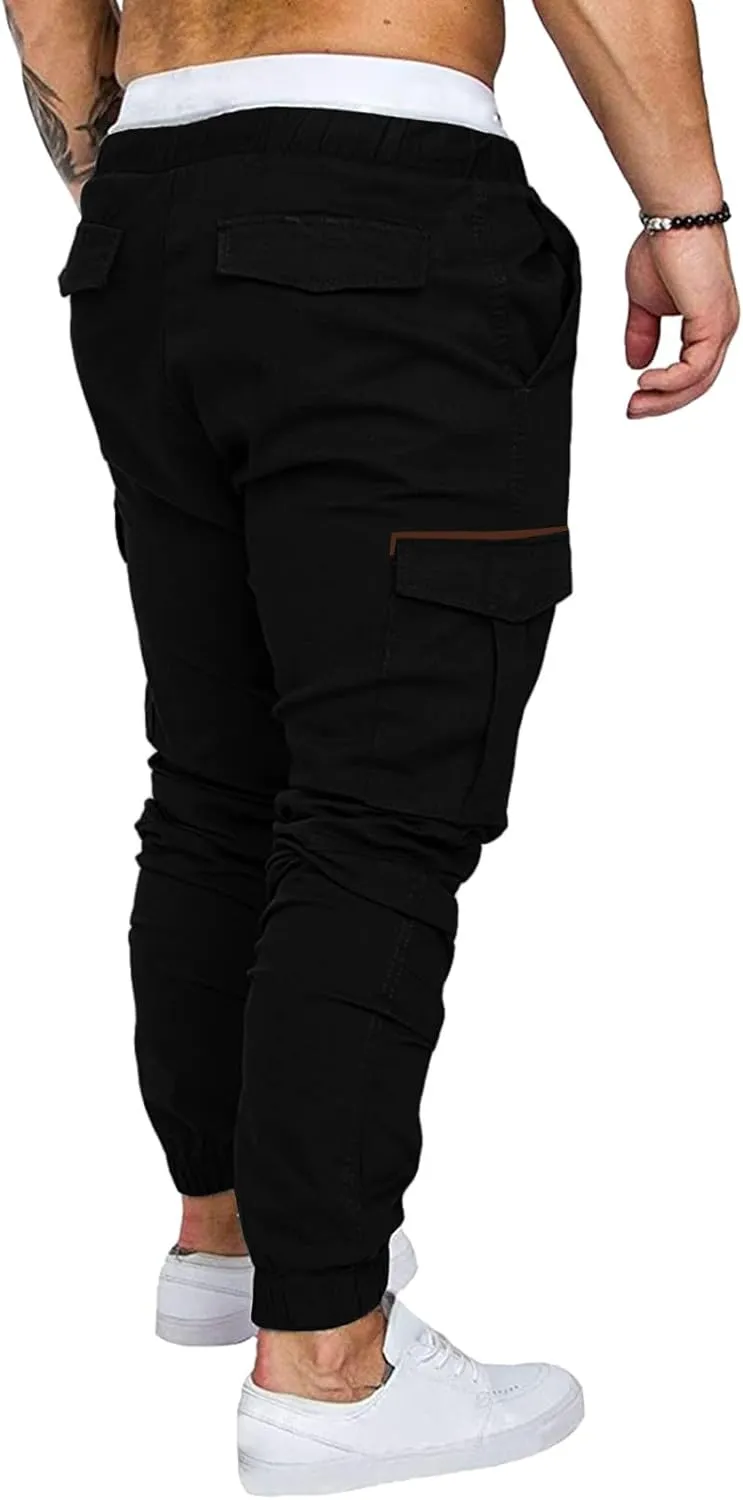 ZYXTIM Men's Casual Cargo Jogger Pants with Multi-Pockets Elastic Waist Slim Fit Pencil Tapered Trousers Athletic Sweatpants