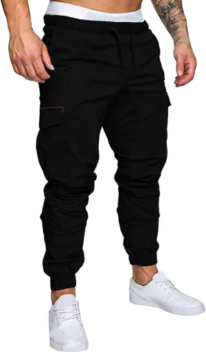 ZYXTIM Men's Casual Cargo Jogger Pants with Multi-Pockets Elastic Waist Slim Fit Pencil Tapered Trousers Athletic Sweatpants